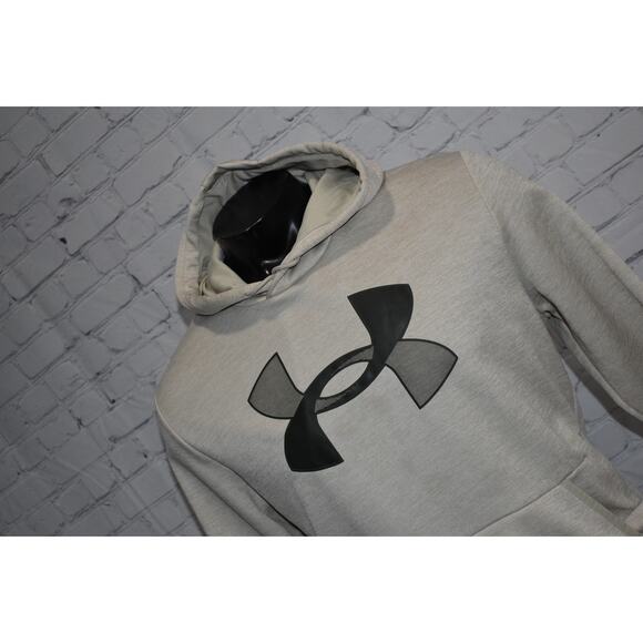 Under Armour Hoodie Pullover Mens Size Medium Loose Tan Polyester With Pockets - Picture 4 of 7